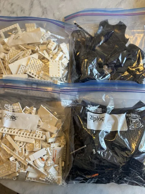 BULK LOT OF VINTAGE LEGO - BLACK & White PIECES Approximately 5 Pounds