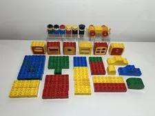 Vintage Lego Duplo Building Bricks Figures Vehicle Parts Set Lot 1970s 1980s