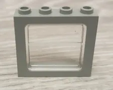Lego 4033 Old Light Gray Window 1 x 4 x 3 Train Hollow Studs With Clear Pane