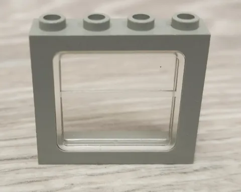 Lego 4033 Old Light Gray Window 1 x 4 x 3 Train Hollow Studs With Clear Pane
