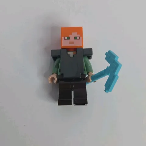 Lego Minifigure Minecraft Alex Orange Brown Green Minifig Figure Diamond Pickaxe