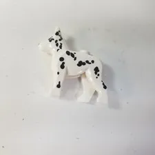 Lego New White Dog Alsatian German Shepherd w/ Black Eyes Nose and Spots Part