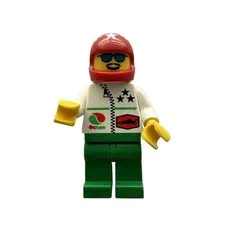 Lego Octan Race Car Driver White Green Mini Figure Red Star Helmet Vintage