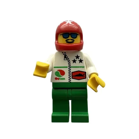 Lego Octan Race Car Driver White Green Mini Figure Red Star Helmet Vintage