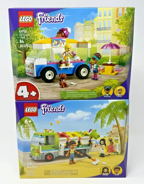 Lego Friends Ice-Cream Truck Set #41715 & Recycling Truck #41712 (Lot of 2) New