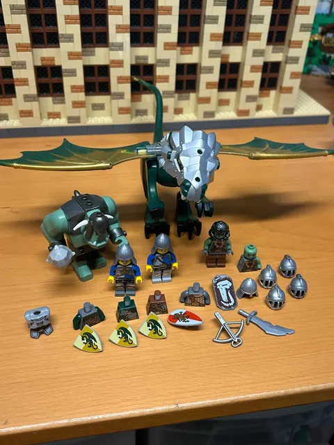 Lego Castle Armored Green Dragon, green troll, minifigure parts and accessories