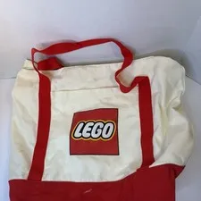 Lego Branded Canvas Tote - 20 x 14 - Beige & Red Pre Owned