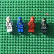 LEGO NINJAGO Ninja Minifigure Lot of 4 - White Blue Red Black