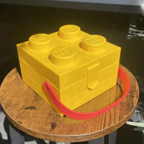 LEGO Brick Storage Box With Handle Yellow Rare Limited Edition Toy Case 