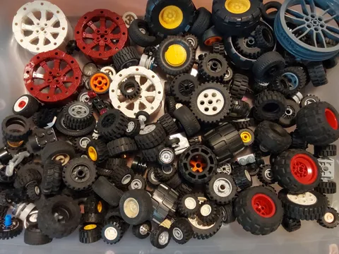 Lego 2 lb Pound Wheels Tires for Car Truck Variety Sizes Big Lot Set Some Vtg