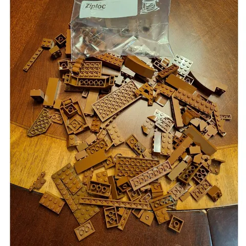 LEGO Bulk 1/2 Pound Lot Brown Bricks Plates Specialty Pieces Mixed Parts Assort.