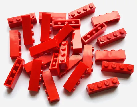 20x Lego Classic 1 x 4 Building Blocks, Red