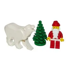 Lego Santa Claus w/ Polar Bear Christmas Minifigure Lot Parts From Set 1177