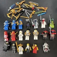 LEGO Ninjago Minifigure Lot Kai, Zane, Jay, Cole, Accessories, DX Golden Weapons