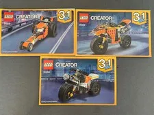 Lego Creator 31059 Sunset Street Bike, Drag Race Car. 3 In 1. 99% Complete.