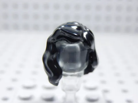 LEGO Female Girl Black Hair Minifig Wavy Over the Shoulder AC
