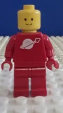 Lego Classic Space Minifig Red sp005 Vintage no helmet and gold has rubbed off