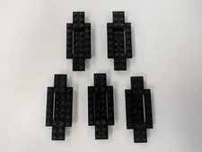 LEGO Parts (x5) - Black Vehicle, Base 4 x 10 x 2/3 with 2 x 4 - No 30029