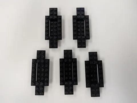 LEGO Parts (x5) - Black Vehicle, Base 4 x 10 x 2/3 with 2 x 4 - No 30029