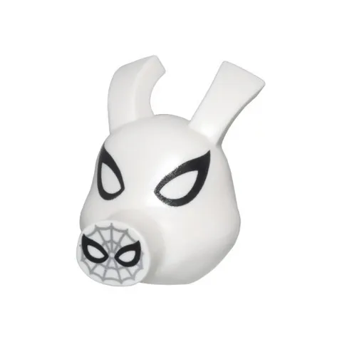 LEGO - Minifig, Head Pig, Long Snout & Ears w/ Black Eyes & Web on Snout - White