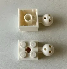 Lego 2x NEW Brick 2x2 w/ Ball Joint 6 Holes in Ball WHITE #57909b