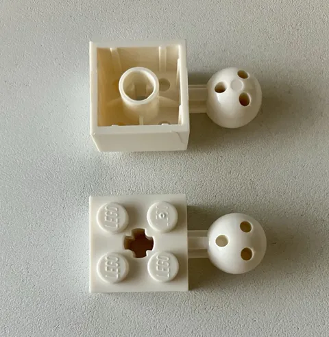 Lego 2x NEW Brick 2x2 w/ Ball Joint 6 Holes in Ball WHITE #57909b