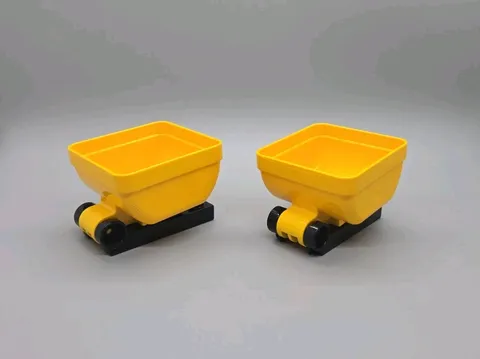 Lego Duplolot Of 2  Construction Train Car Yellow Tipper Bucket With Black Base 
