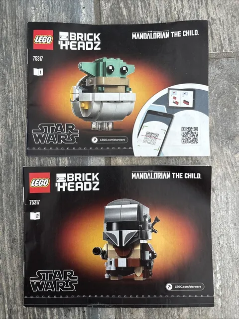 Lego Star Wars 75317 Booklet 1 & 2 Brick Headz Mandalorian The Child MANUAL Only