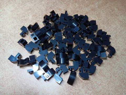 LEGO LOT 74 BLACK RECESSED STUD BRICKS CURVED TOP  SLOPE 1 X 2 X 1 1/3 #6091