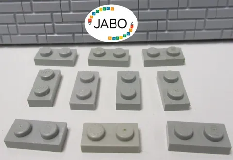 (J7/2/2) LEGO 10x3023 Plate Flat 1x2 Vintage Light Grey