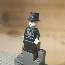 LEGO Plastic Skeleton Minifigure Black Tuxedo Outfit w/ Top Hat