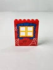 1x Lego 15627 Blue Brick Panel on red 1X6X6 with Opening Windows 15627 Spiderman