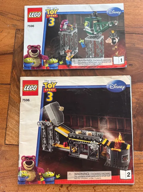 Lego Toy Story 3 Manual Only 1 and 2 Trash Compactor Escape 7596