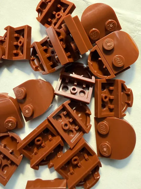 LEGO-NEW-#7037-REDDISH BROWN-BRICK ROUND 2 X 2 X 2/3/HALF CIRCLE/2 STUDS-5 PIECE