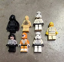LEGO Star Wars Minifigure Lot of 7 Darth Vader Stormtrooper C-3PO Obi-wan