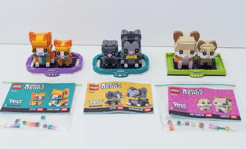 Lego Brick Headz Pets 40480 Ginger Tabby, 40441 Shorthair Cat, 40482 Hamster Lot