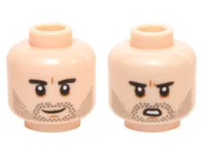 LEGO Light Nougat Minifigure, Head Dual Sided Black Eyebrows, Black Stubble, Whi