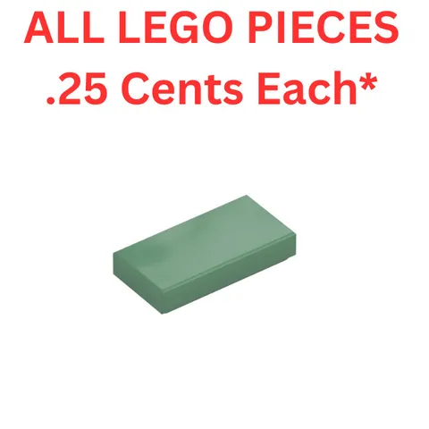 LEGO Tile 1x2 with Groove Sand Green 3069 - Genuine LEGO Parts Pieces Bulk