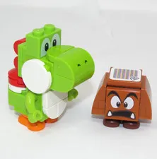 LEGO Super Mario Minifigure Green Yoshi and Goomba Minifigs