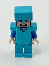 Lego 21117 21124 - Minecraft Steve Diamond Armor Medium Azure Minifig 2014 2016