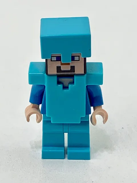 Lego 21117 21124 - Minecraft Steve Diamond Armor Medium Azure Minifig 2014 2016
