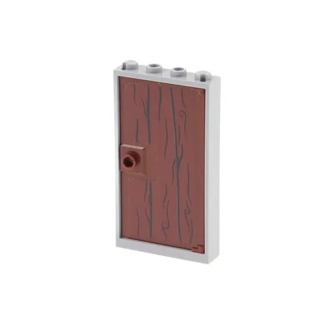 1x LEGO Door Frame 1x4x6 New Light Gray Door Panel Red Brown Wood 60616 60596