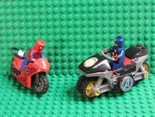 Lot 2 Lego Marvel Super Heroes Minifigs Captain America + Spider-Man bikes AS55