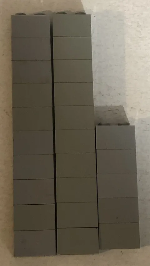 Lego 1x2 Brick Bricks Lot Of 25 Pieces Parts Toy Toys 2 Pegs Gray
