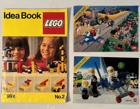 Vintage LEGO Lot/3: 1977 Idea Book No. 2, 1984 Legoland, & 1983 Catalog Booklets