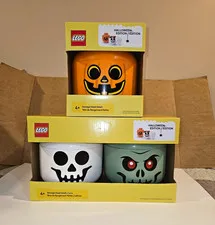LEGO Halloween Edition Storage Head Full Set 3 pcs Pumpkin & Skeleton, Zombie