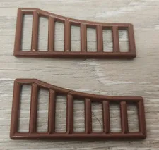 Lego 95229 Reddish Brown Bar 1 x 8 x 3 - 1 x 8 x 4 Grille Curved Fence Lot Of 2