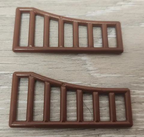 Lego 95229 Reddish Brown Bar 1 x 8 x 3 - 1 x 8 x 4 Grille Curved Fence Lot Of 2