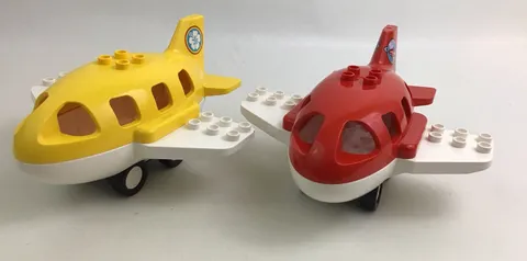 Lego Duplo Red Plane And Yellow Plane Replacements With Wheel Bases 6pc