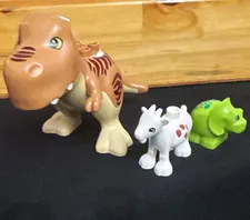 LEGO DUPLO 3pc Animal Figure Lot Dinosaur, Triceratops & Goat Multicolor
